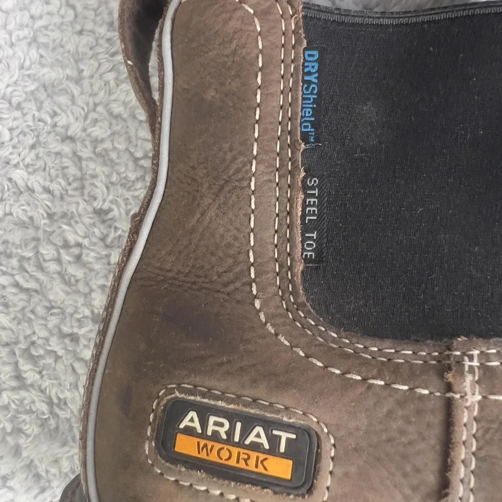 Ariat Boots Mens 14EE Brown Chelsea Steel Toe Waterproof Slip Resistant Work
